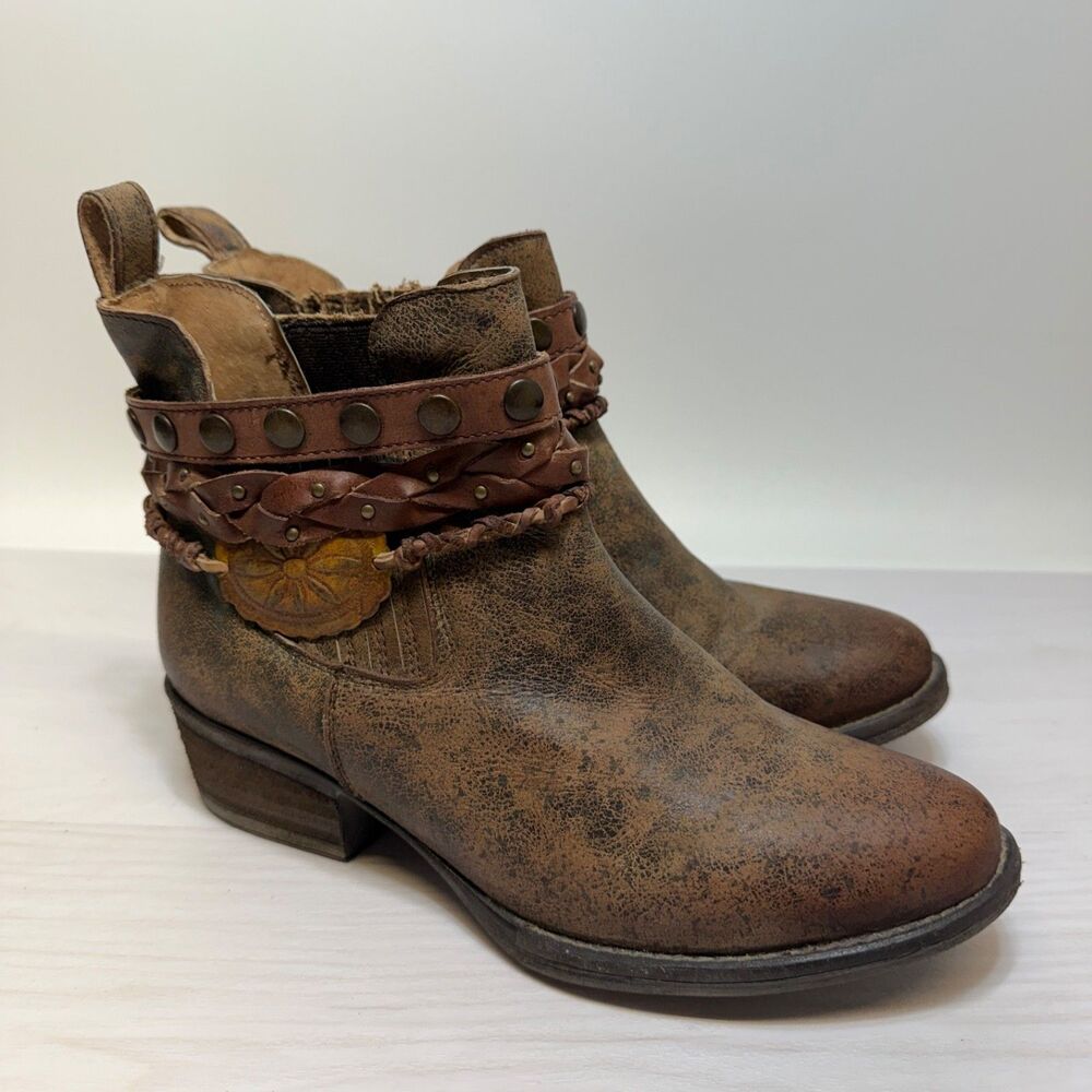 Circle G by Corral Ladies Western Brown Studs Ankle Boots Booties Q5003 Size 8 M
